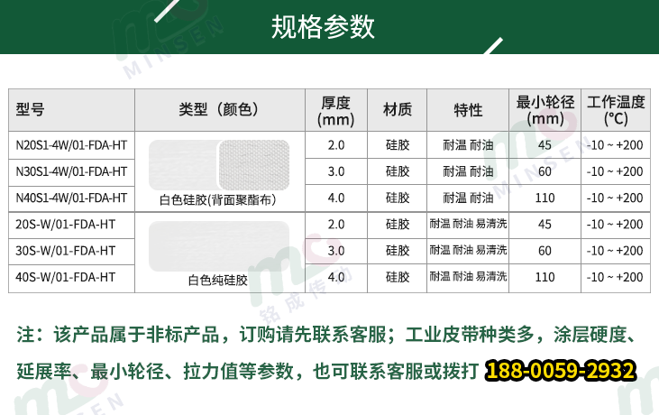 硅膠輸送帶型號(hào)