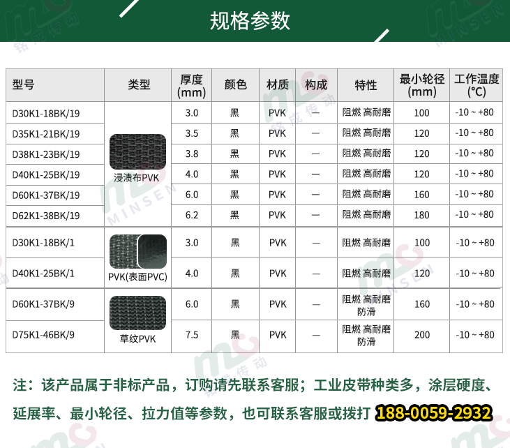 PVK輸送帶型號(hào)