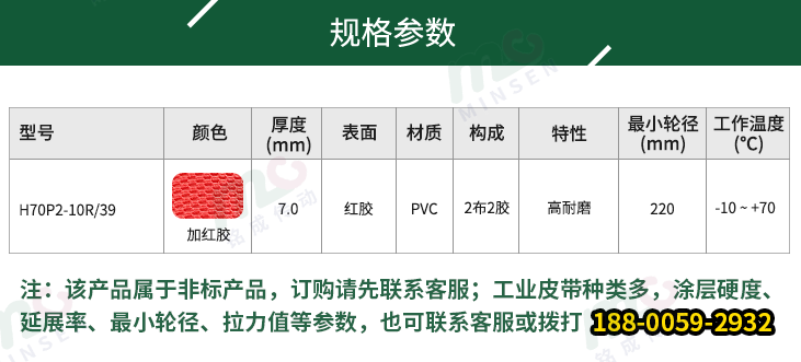 加紅膠輸送帶參數